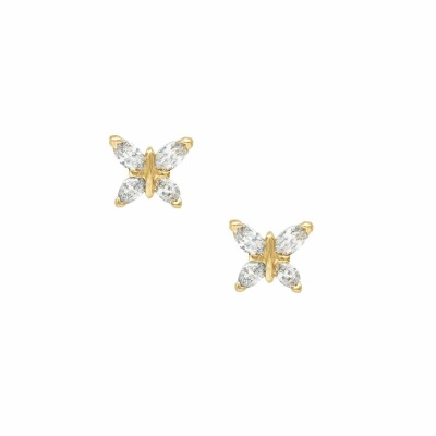 Boucles d'oreilles puces Papillons navette en or jaune