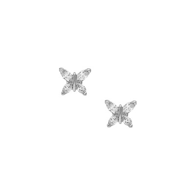 Puces diamants or blanc