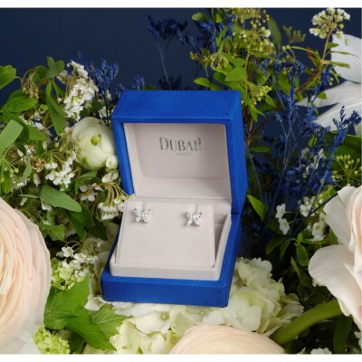Puces diamants or blanc
