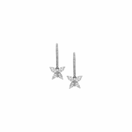 Papillons navette lever-back earrings, white gold