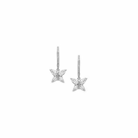 Papillons navette lever-back earrings, white gold