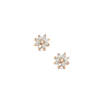 Puces diamants or rose