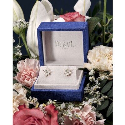 Puces diamants or rose