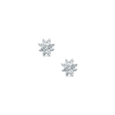 Puces diamants or blanc