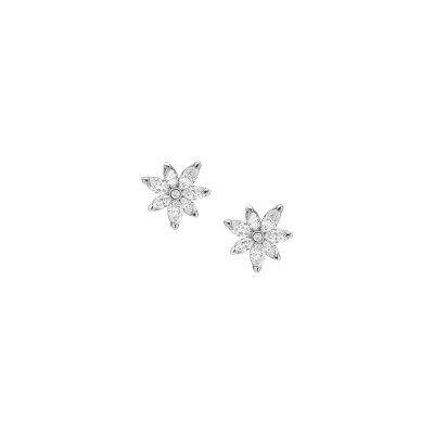 Puces diamants or blanc