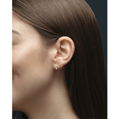 Puces diamants or blanc