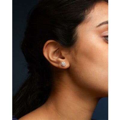 Puces diamants or rose