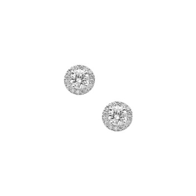 Puces diamants or blanc