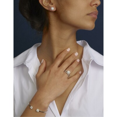 Puces diamants or blanc