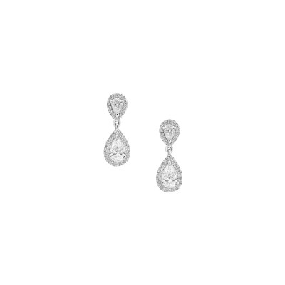 Dormeuses Poire diamants or blanc