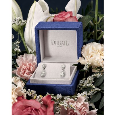 Dormeuses Poire diamants or blanc