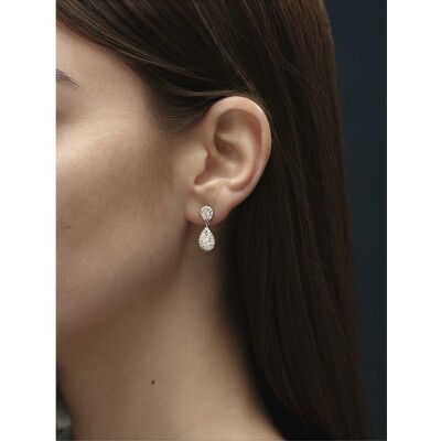 Dormeuses Poire diamants or blanc