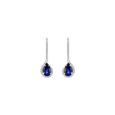 Dormeuses saphirs diamants or blanc