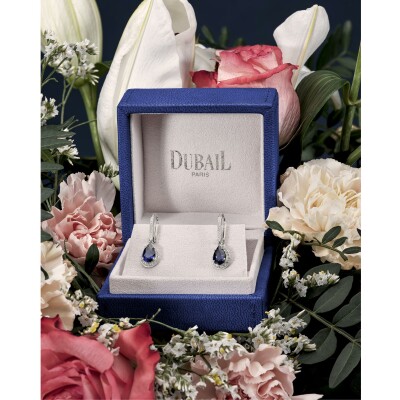 Dormeuses saphirs diamants or blanc