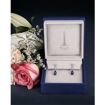 Pendantes saphir diamants or blanc