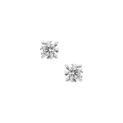Puces diamants or blanc
