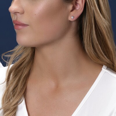Puces diamants or blanc