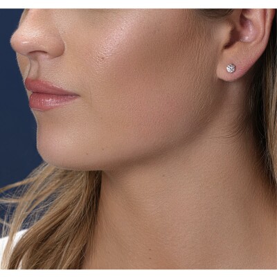 Puces diamants or blanc
