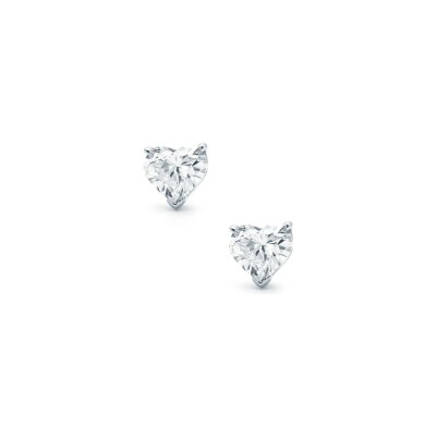 Puces cœur diamants or blanc