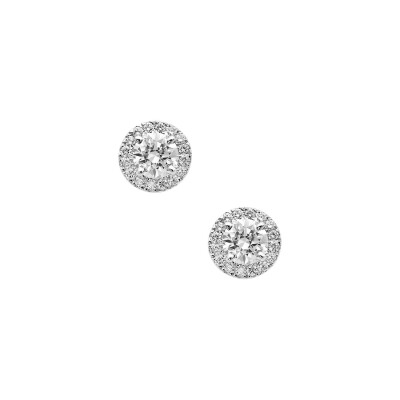 Puces Micropavées diamants certifiés entourage diamants en or blanc