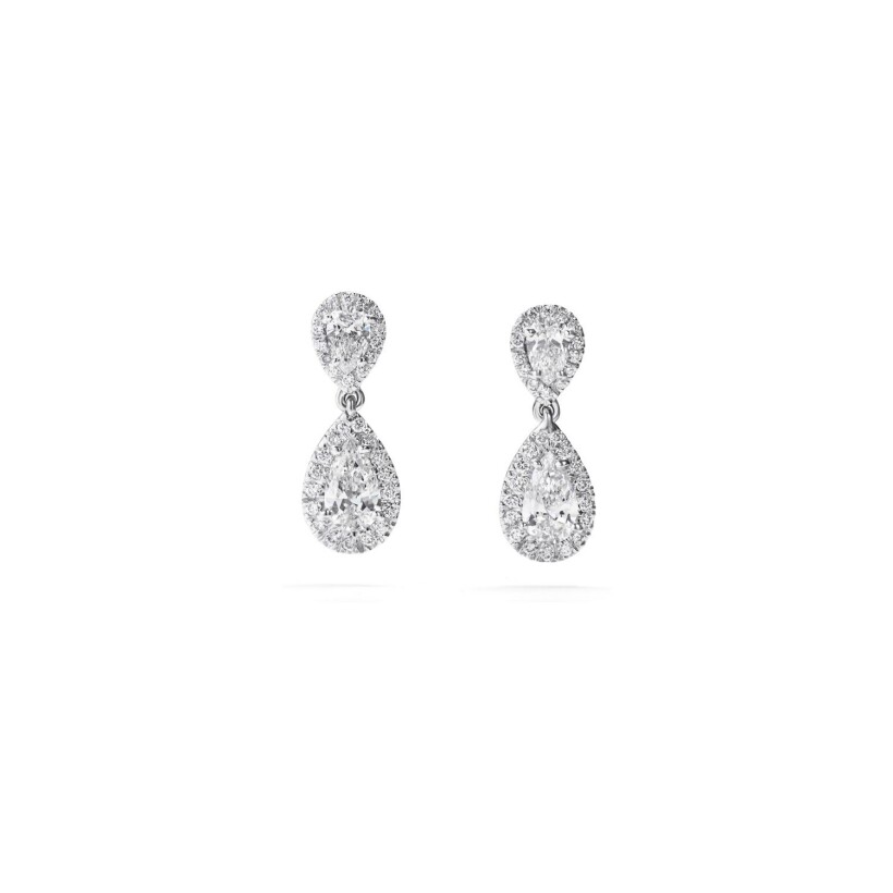 Certified pear-shaped diamonds earrings in white gold