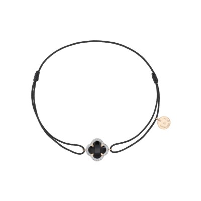 Bracelet Morganne Bello Victoria Diamants cordon gris en or rose, onyx et diamants