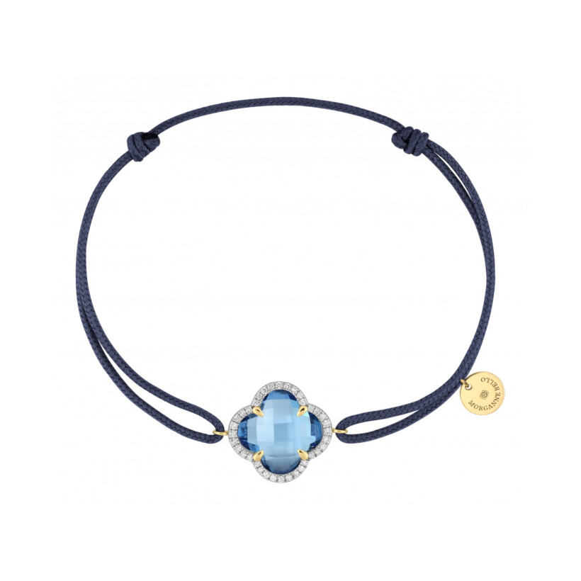 Bracelet Morganne Bello en or jaune, diamants et topaze bleue