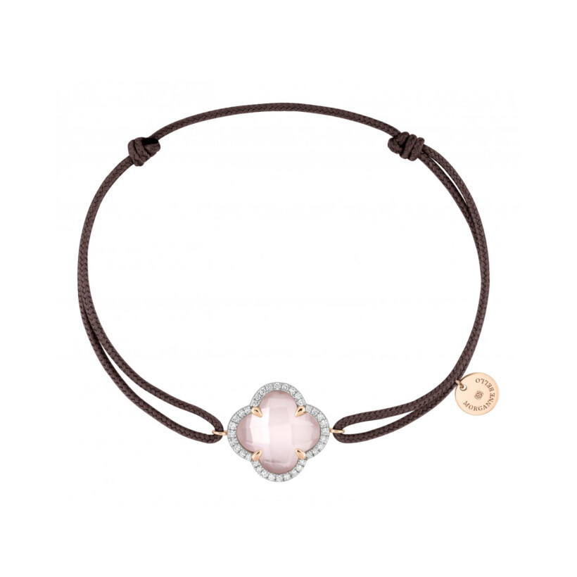 Bracelet Morganne Bello en or rose, diamants et quartz rose