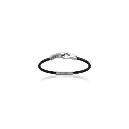 Bracelet en acier et cuir, 19cm