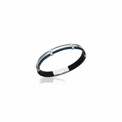 Bracelet en acier PVD bleu, 60cm