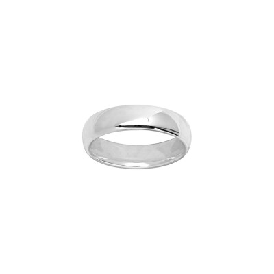 Alliance demi-jonc bombée confort en or blanc