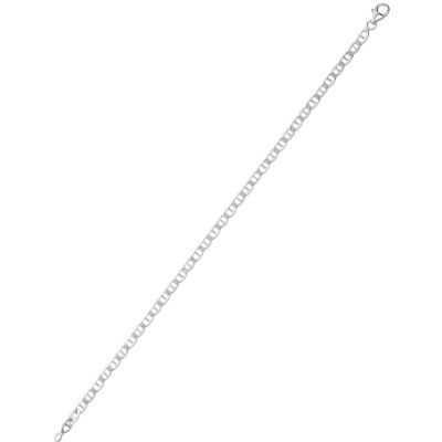 Bracelet chaîne maille marine plate en argent rhodié