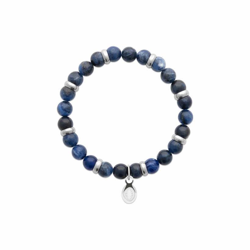 Bracelet en acier et jaspe bleu