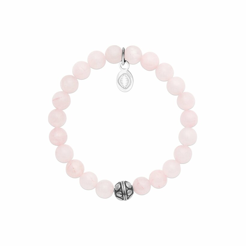 Bracelet en acier et quartz rose