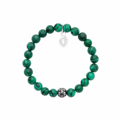 Bracelet en acier et malachite