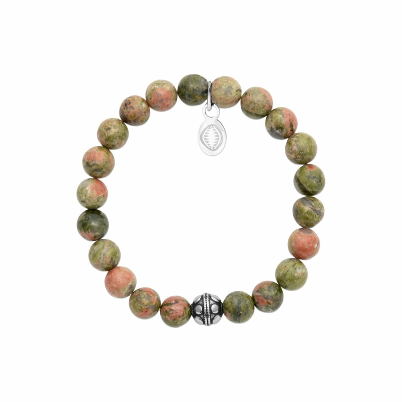 Bracelet en acier et unakite