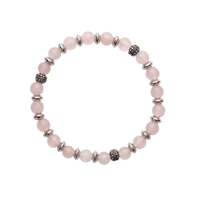 Bracelet en acier et quartz rose