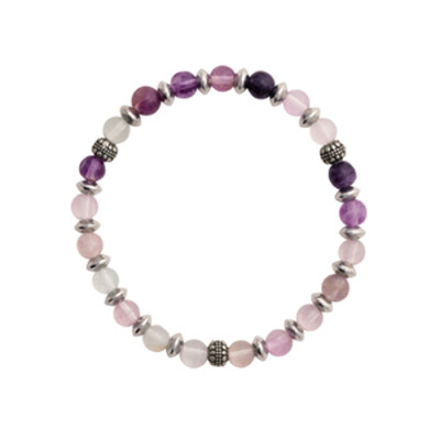 Bracelet en acier et fluorite