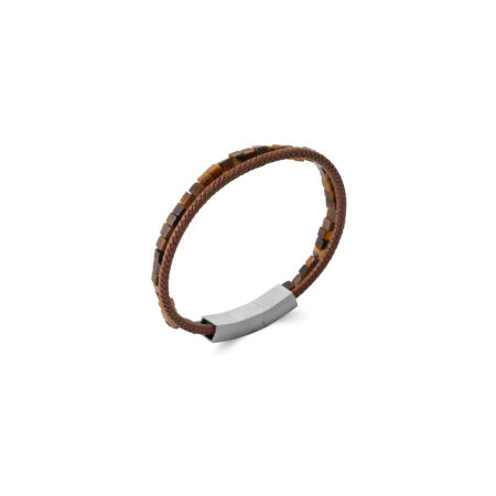 Bracelet en cuir et œil de tigre