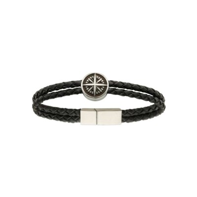 Bracelet en acier et cuir