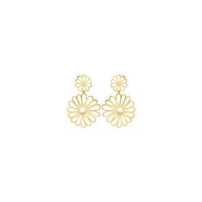 Boucles d'oreilles en acier, pvd et perle d'imitation