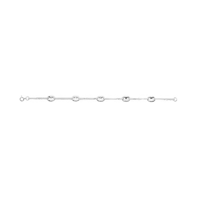 Bracelet en argent rhodié, taille 18cm