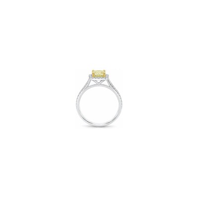 Solitaire BG Bruno en or blanc, diamant jaune et diamants