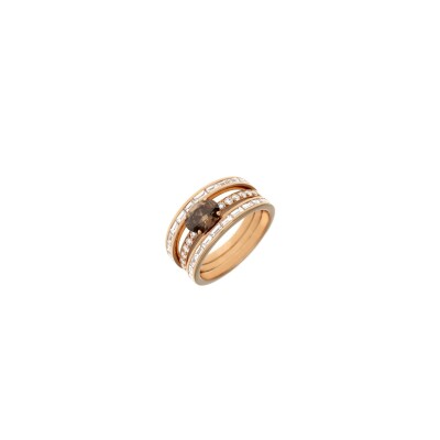 Veron Roques ring, rose gold, brown diamonds and diamonds, size 54