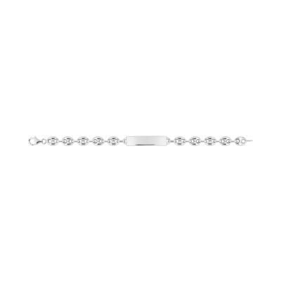 Gourmette maille grain de café en argent rhodié