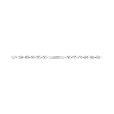 Gourmette maille grain de café en argent rhodié