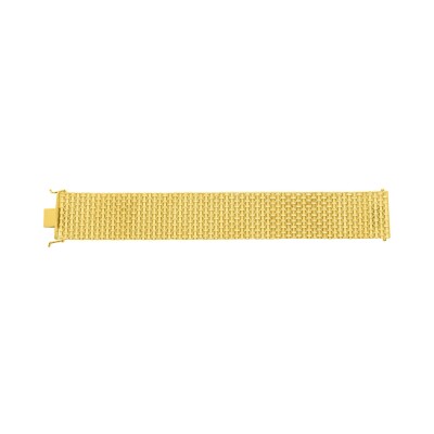 Bracelet chaîne maille paillasson 27mm en or jaune, taille 20cm