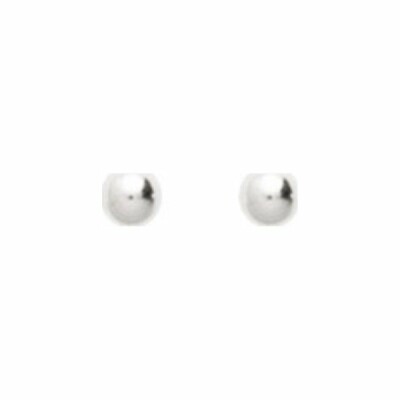 Puces d'oreilles boules en argent rhodié, 3mm