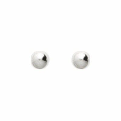 Puces d'oreilles boules en argent rhodié, 4mm