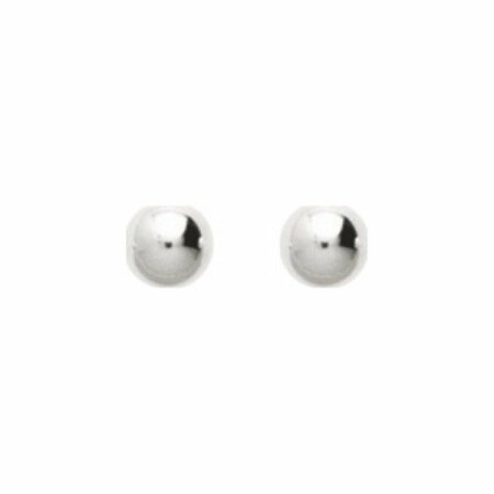 Puces d'oreilles boules en argent rhodié, 5mm